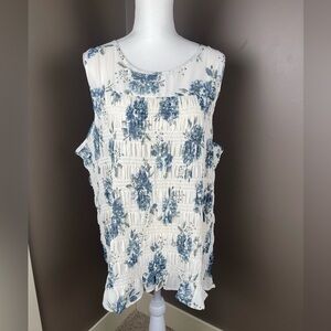 Floral Lace Sleeveless Top - Blue and White Plus Size Maurices 3X NWT